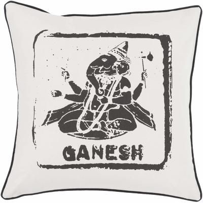 Bass 18" Square Cottage Cotton Black/Light Gray Throw Pillow - Boutique Rugs