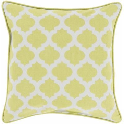 Germoe 22" Square Traditional Cotton Ivory/Light Olive/Olive Throw Pillow - Boutique Rugs