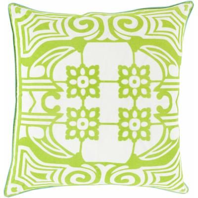 Kellerberrin 20" Square Traditional Ivory/Aqua/Green Throw Pillow - Boutique Rugs