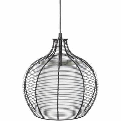 Thebes 12"L x 12"W x 13"H Rustic Black/White Pendant - Boutique Rugs