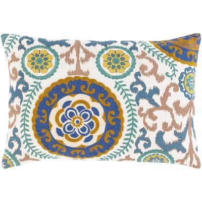 Adairville 14"L x 20"W Cottage Emerald/Ivory/Dark Blue/Beige/Brown/Mustard/Light Green/Navy/Dark Red Lumbar Pillow - Boutique Rugs