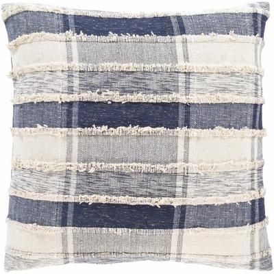 Harrells 18" Square Coastal Cotton Dark Blue/Beige/Ink Blue/Navy Throw Pillow - Boutique Rugs