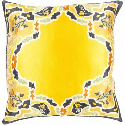 Ashwell 18" Square Traditional Silk Mustard/Dark Green/Light Beige/Light Green/Orange/Green/Peach Throw Pillow - Boutique Rugs