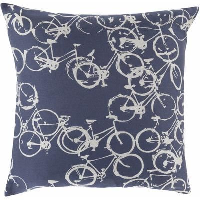 Burneside 18" Square Cottage Navy/Light Gray Lumbar Pillow - Boutique Rugs