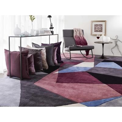Eugene 20" Square Modern Cotton Dark Purple/Dark Plum Lumbar Pillow - Boutique Rugs