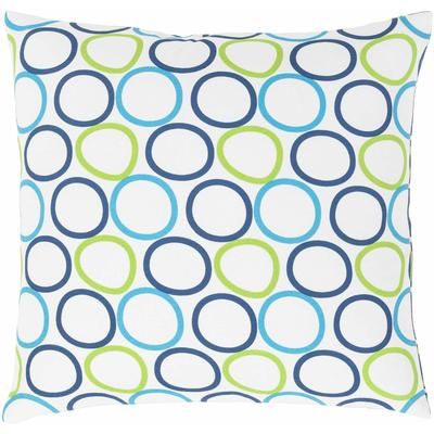 Freckleton 20" Square Modern Cotton Blue/Green/Navy/Off White Throw Pillow - Boutique Rugs