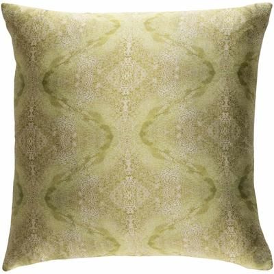 Hortense 22" Square Modern Silk Cream/Light Green/Light Olive/Medium Green/Olive Throw Pillow - Boutique Rugs