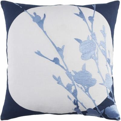 Jonican 22" Square Cottage Navy/Light Gray/Sky Blue Throw Pillow - Boutique Rugs