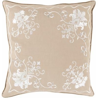 Maidenbower 22" Square Cottage White/Brown/Dark Red Throw Pillow - Boutique Rugs