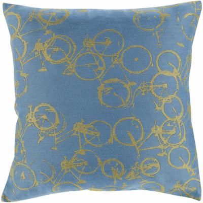 Saranac 18" Square Cottage Blue/Olive Lumbar Pillow - Boutique Rugs