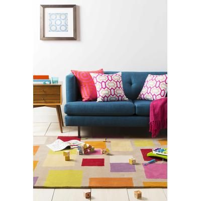 Condobolin 18" Square Traditional White/Fuchsia/Light Brown Throw Pillow - Boutique Rugs
