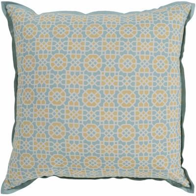 Nehalem 22" Square Modern Cotton Aqua/Wheat/Cream/Peach Throw Pillow - Boutique Rugs