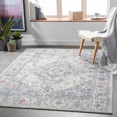 Billings 7'10" x 10' Traditional Medium Gray/Tan/Light Gray/Ivory/Charcoal/Dark Blue/Black/Burgundy/Dusty Coral/Slate/Cream/Dark Gray/Gold/Light Blue/Medium Gray Area Rug - Hauteloom