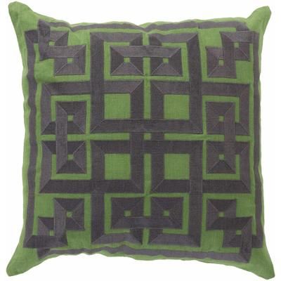 Kismet 18" Square Grass Green/Charcoal/Lime Green Throw Pillow - Boutique Rugs