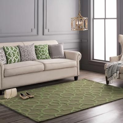 Moatsville 18" Square Traditional Cotton Ivory/Medium Green/Emerald/Light Green Throw Pillow - Boutique Rugs
