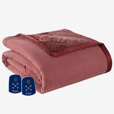 Micro Flannel® Reverse to Ultra Velvet® Electric Blanket by Shavel Home Products in Merlot (Size KING)