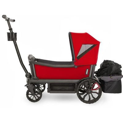 Veer Cruiser (2 Seater) Stroller Wagon with Retractable Canopy + Basket Bundle - Pele Red