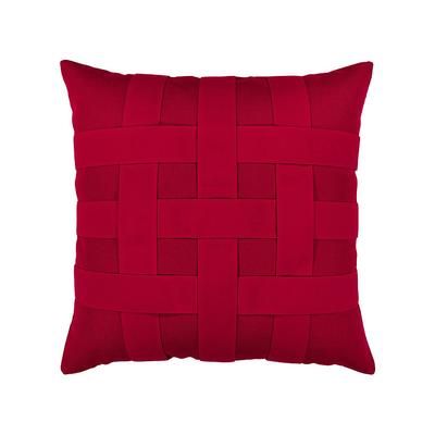 Basketweave Indoor/Outdoor Pillow by Elaine Smith - Red, 12" x 20" Lumbar Red - Frontgate