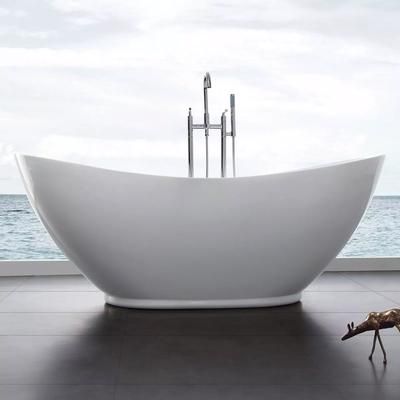 Randolph Morris Parker 69 Inch Acrylic Double Slipper Freestanding Tub - No Faucet Drillings RMA180-BN