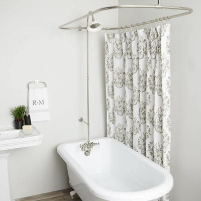 Randolph Morris 54 Inch Tub Wall Mount Clawfoot Tub Shower Enclosure with Faucet and Sunflower Shower Head RM033SBN