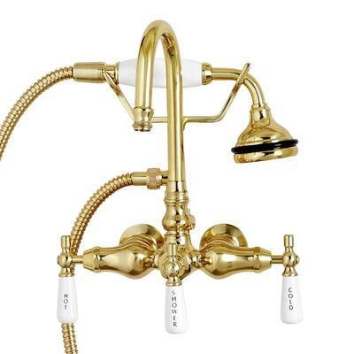 Randolph Morris Bathroom Wall Mount Gooseneck Clawfoot Tub Faucet with Handshower RM405-PB