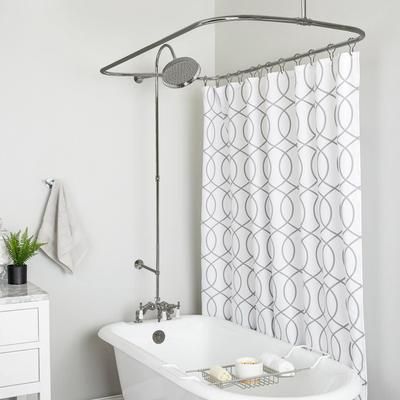 Randolph Morris 54 Inch Deck Mount Clawfoot Tub Shower Enclosure with Downspout Faucet and Rain Shower Head RM737RBN