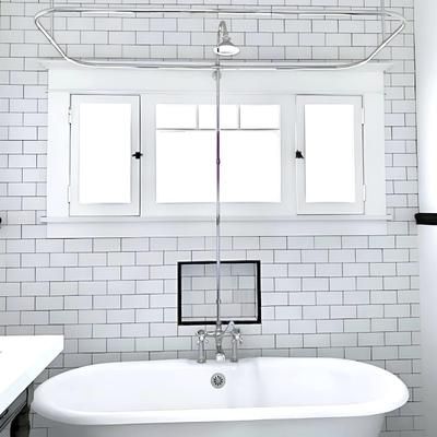 Randolph Morris Side Deck Mount Clawfoot Tub Shower Enclosure with English Telephone Faucet and Rain Shower Head RM740RC