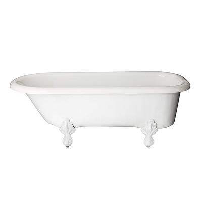 Restoria Bathtub Regent 60 Inch Acrylic Classic Clawfoot Tub - Tub Wall Faucet Drillings 501-P