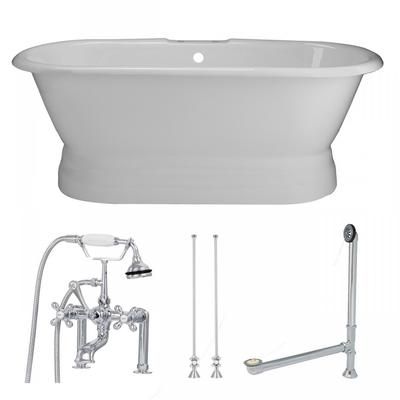 Randolph Morris Oxford 66 Inch Cast Iron Double Ended Pedestal Tub and Faucet Package TUBSET18WHCP