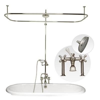 Randolph Morris Side Deck Mount Clawfoot Tub Shower Enclosure with English Telephone Faucet and Rain Shower Head RM771RBN