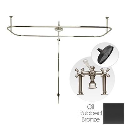 Randolph Morris Side Deck Mount Clawfoot Tub Shower Enclosure with English Telephone Faucet and Rain Shower Head RM740RORB