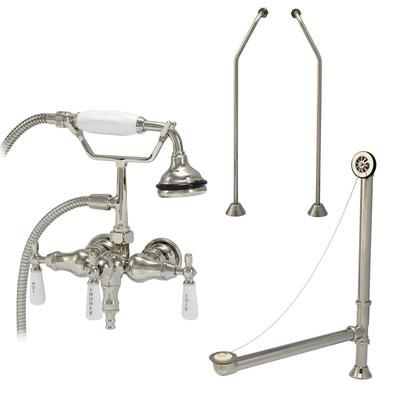 Randolph Morris Clawfoot Tub Wall Mount Downspout Faucet with Handshower - Tub Drain and Supply Lines Complete Set RM154TWCSBN