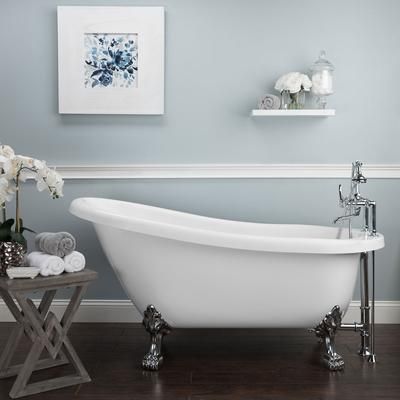 Randolph Morris Charleston 62 Inch Acrylic Slipper Clawfoot Tub - Rim Faucet Drillings - Lion Paw Feet RMA62SL7WLPC