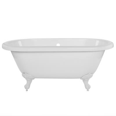 Randolph Morris Windsor 60 Inch Acrylic Double Ended Clawfoot Tub - Continuous Roll Rim - No Faucet Drillings - Ball & Claw Feet RMA60DE0DIW