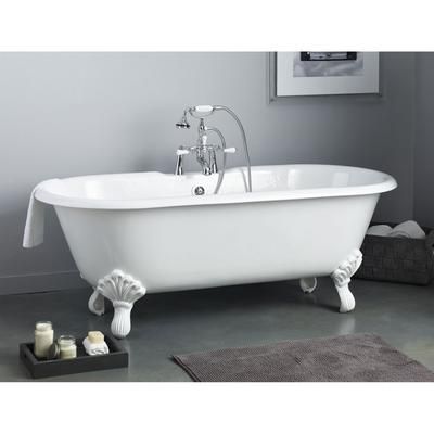 Cheviot Regal 70 Inch Double Ended Cast Iron Clawfoot Tub - Rim Faucet Drillings 2180-WW-7-WH