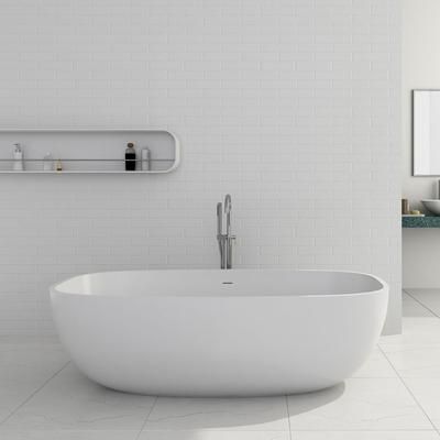 Cheviot Giorgio 67 Inch Solid Surface Freestanding Double Ended Bathtub - No Faucet Drillings - Gloss White 4111-WW