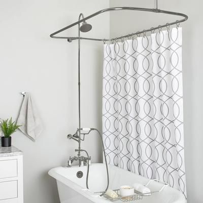 Randolph Morris 48 Inch Deck Mount Clawfoot Tub Shower Enclosure with Downspout Faucet and Watering Can Shower Head RM732W-48BN