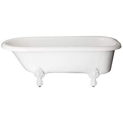Restoria Bathtub Monarch 66 Inch Acrylic Classic Clawfoot Tub - Tub Wall Faucet Drillings 551-P