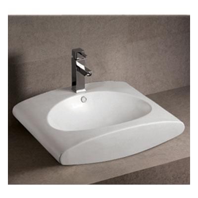 Whitehaus Collection Isabella Collection Rectangular Vessel Sink with Integrated Oval Bowl - White WHKN1098