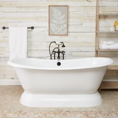 Randolph Morris Riley 71 Inch Cast Iron Double Slipper Pedestal Tub - No Faucet Drillings RM71PED0