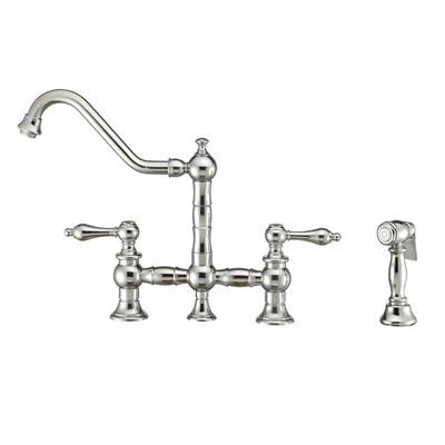Whitehaus Collection Vintage Iii Plus Bridge Kitchen Faucet with Side Spray - Lever Handles WHKBTLV3-9201-NT-C