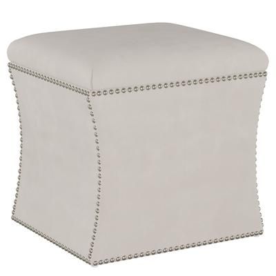 Microsuede Nail Button Storage Ottoman by Skyline Furniture in Premier Platinum