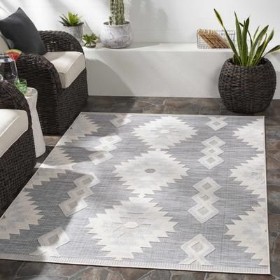 Alburg 7'10" x 10' Rustic Cream/Gray/Light Slate Outdoor Area Rug - Boutique Rugs