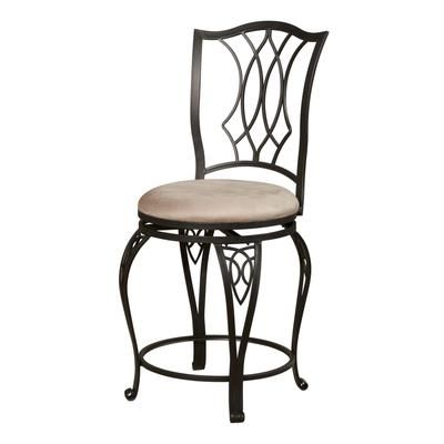 Big & Tall Diamond Top Counter Stool 24" by Linon Home Décor in Silver