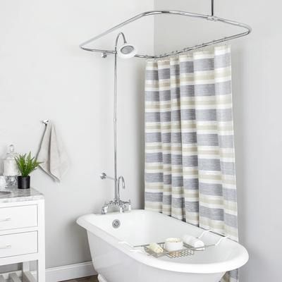 Randolph Morris 60 Inch Deck Mount Clawfoot Tub Shower Enclosure with Gooseneck Faucet and Sunflower Shower Head RM735S-60C