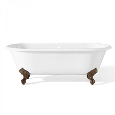 Cheviot Regal 70 Inch Double Ended Cast Iron Clawfoot Tub - Continuous Roll Rim - No Faucet Drillings 2175-WW-AB