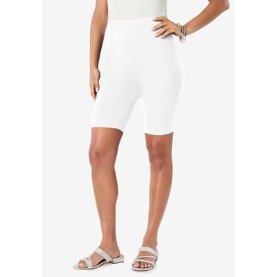 Plus Size Women's Plus Size Everyday Essential Stretch Bike Shorts by Roaman's in White (Size 6X) Cycle Gym Workout