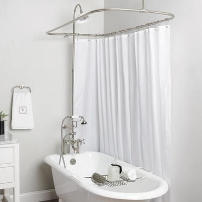 Randolph Morris 60 Inch Clawfoot Tub Rim Mount Shower Enclosure with Faucet and Sunflower Shower Head RM730S-60BN