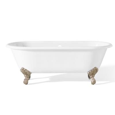 Cheviot Regal 61 Inch Double Ended Cast Iron Clawfoot Tub - Continuous Roll Rim - No Faucet Drillings 2169-WW-BN