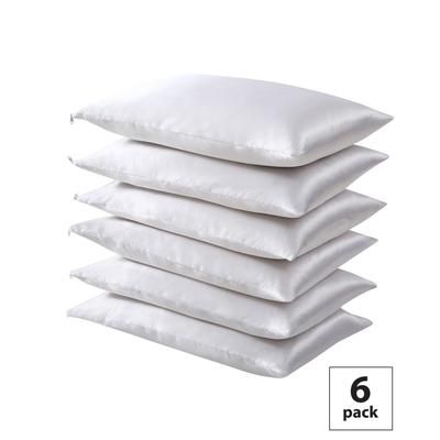 Fresh Ideas Satin Hair Keeper 6-Pack Pillow Protector Set by Levinsohn Textiles in White (Size STANDARD)